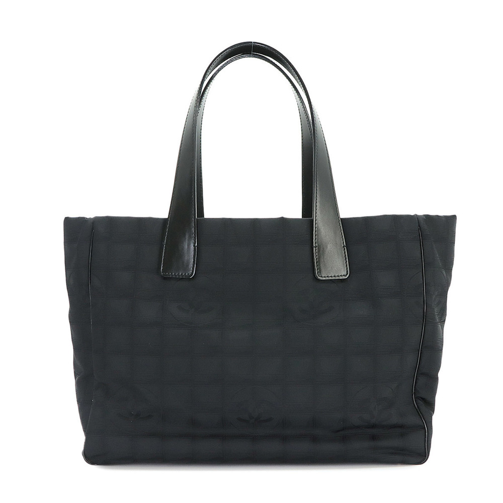 Chanel New Travel Line Tote MM Handbag, Nylon Jacquard Leather, Black, A15991